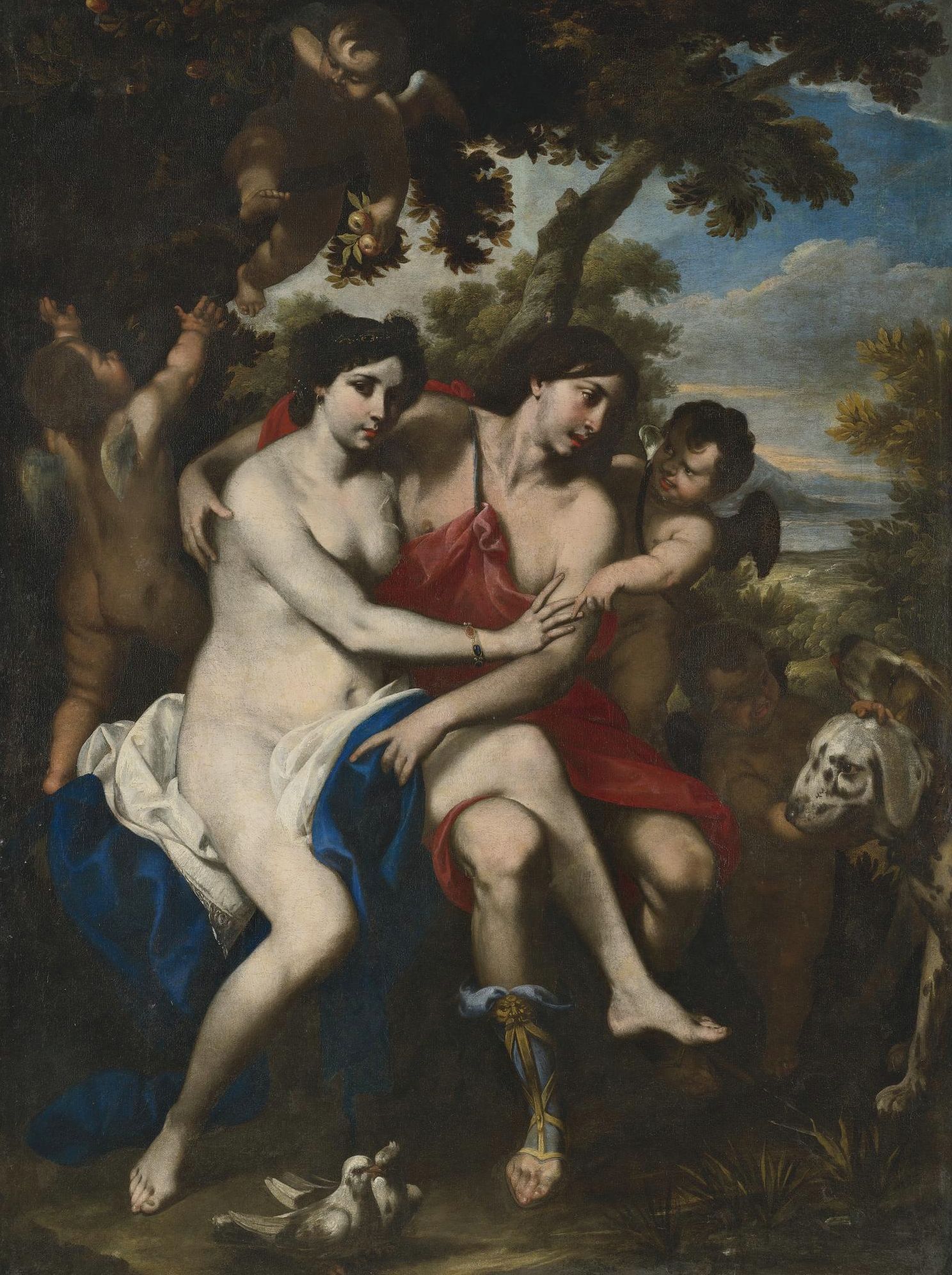 Venus And Adonis by Pacecco De Rosa